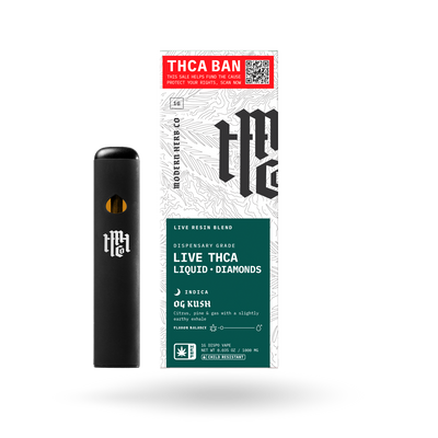THCa Disposable Live Resin Liquid Diamonds: OG Kush (Indica) - 1g