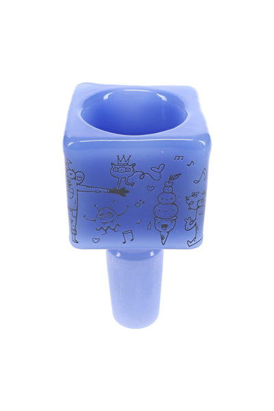 Decal Colored Cube Glass Bowl “Block Party” – 14.5 mm Male – Assorted Colors